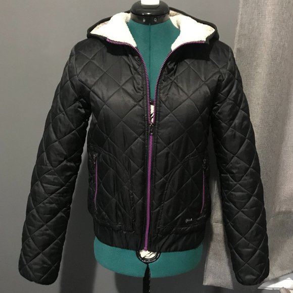 cozy black puffer with sherpa lining (s/m) - Picture 2 of 8